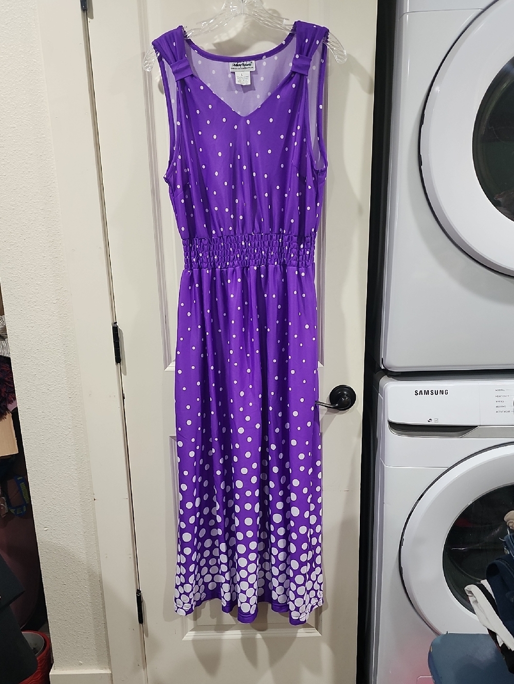 Anthony Richards Purple Polka Dot Maxi Dress Vintage 1990s! Size L